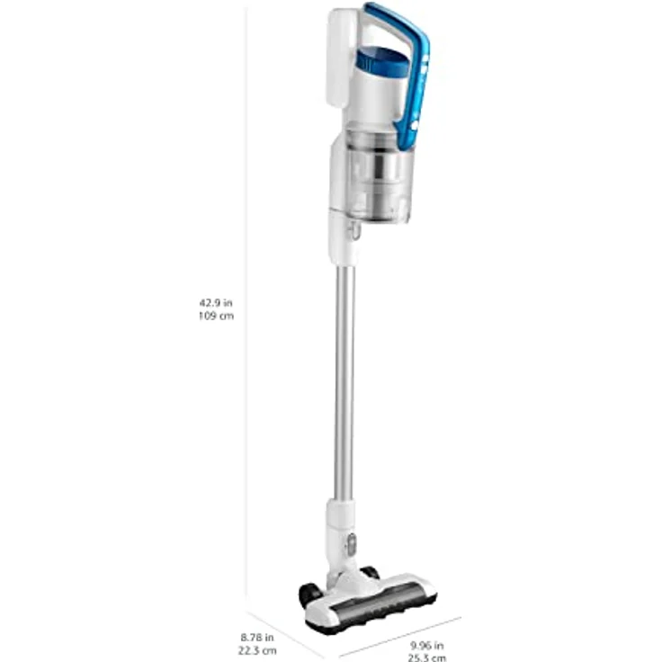 Amazon Basics Akku-Staubsauger, 2-in-1-Gerät, mit BLDC-Motor, 350 W, 0,7 l, Weiß und Blau – Bild 5