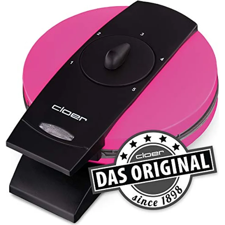 cloer 1627-11 Waffelautomat für klassische Herzchen-Waffeln - 930 W-Waffelgröße 15,5 cm-stufenlos wählbarer Bräunungsgrad, Pink – Bild 2