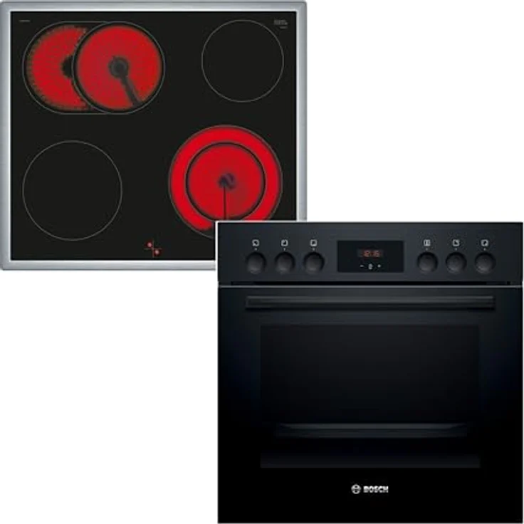 Bosch Einbauherd-Set HND211LB2, 60 cm mit 3D-Heißluft und herdgesteuertem Elektro-Kochfeld, Edelstahlrahmen, Bräterzone, erweiterbare 21 cm Kochzone – Bild 1
