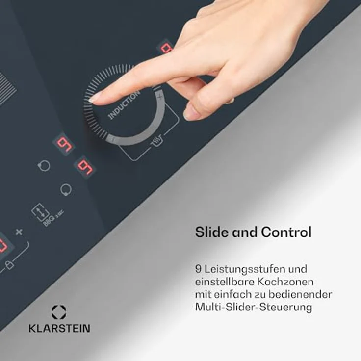 Klarstein Delicatessa 60 Induktionskochfeld, 4-Zonen Einbaukochfeld mit 7.000 W, Flexizone, Thermoboost, Schieberegler, Kindersicherung, Glaskeramik Schwarz – Bild 5