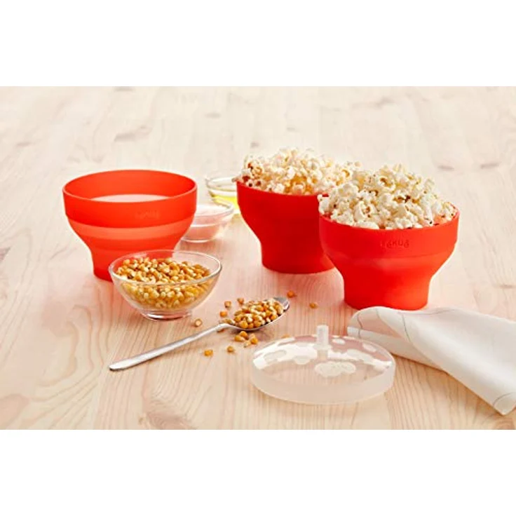 Lékué Popcorn Maker Mini, 2 Zubereiter für je eine Portion a 700ml, orange – Bild 2