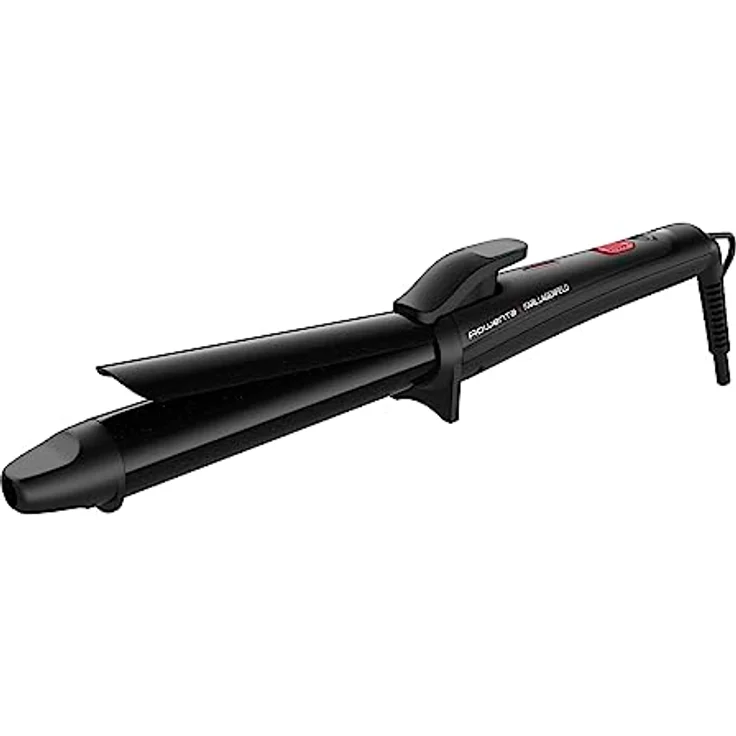 Rowenta x Karl Lagerfeld CF321L Lockenstab | 25 mm | Keratin & Schein-Beschichtung | natürlich wirkende Wellen und Locken | konstante 200°C | schnelles Aufheizen | kühle Spitze | Schwarz/Rot – Bild 1