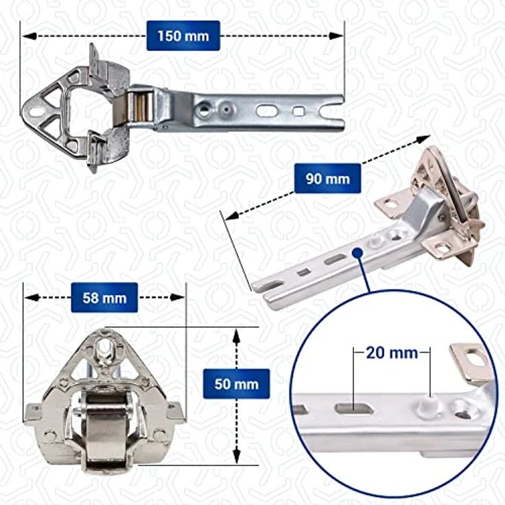 VIOKS DWWE2636 2X Set Türscharnier/Ersatzteile für 00268698 Bosch Siemens Bauknecht Scharniere für Einbau Kühlschrank Türen, Metall – Bild 3