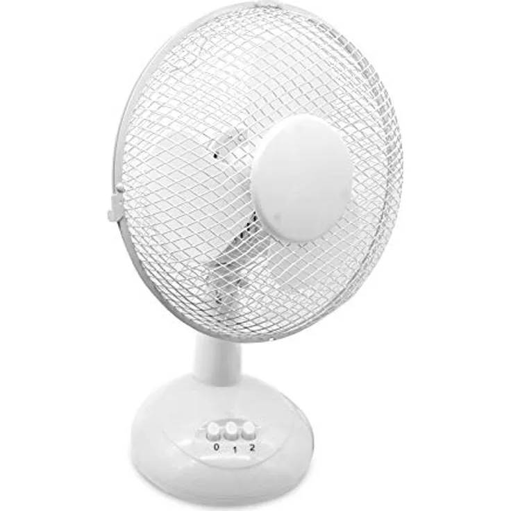 Eaxus®️ Tischventilator leise, 90° oszillierend mit 2 Geschwindigkeitsstufen. 25 Watt Energiesparend, 23 cm Durchmesser. Ideal fürs Büro, Schlafzimmer und Wohnzimmer
