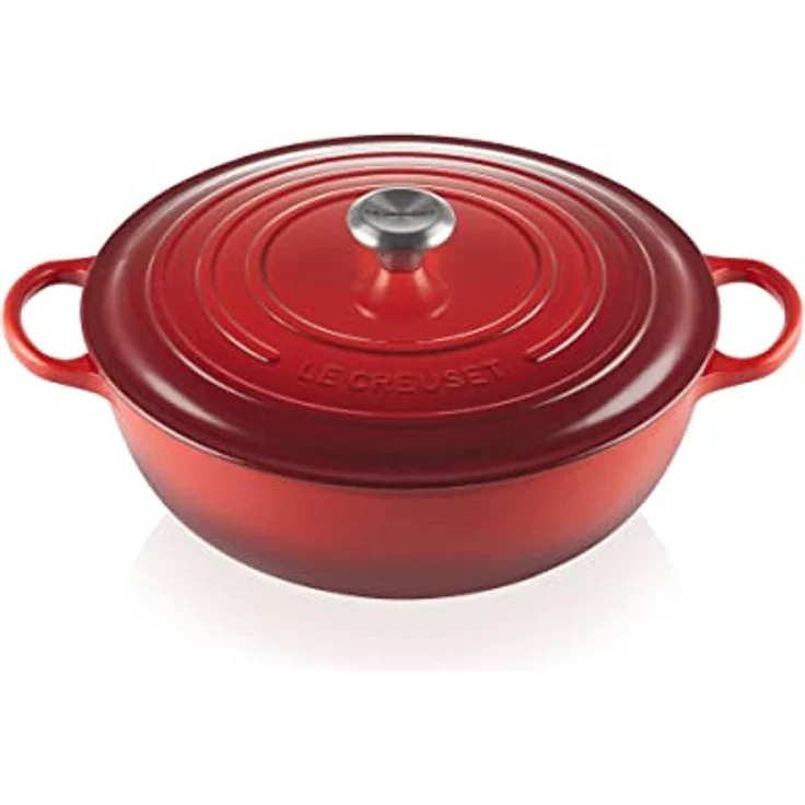 Le Creuset Signature Gusseisen-Bräter mit Deckel, Ø 32 cm, La Marmite, Rund, Für alle Herdarten und Induktion geeignet, Volumen: 7 l, Kirschrot – Bild 2