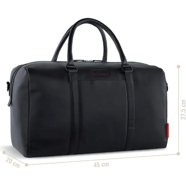 bugatti Clark Weekender Reisetasche, Leder 45 cm, schwarz, 100% Leder – Bild 2