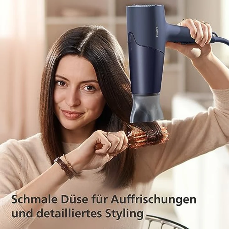 Philips 5000 Series Haartrockner – Föhn mit ThermoShield Technologie, Volumendiffusor und 9 mm und 11 mm Düse in Blau und Metallic (Modell BHD510/20) – Bild 3