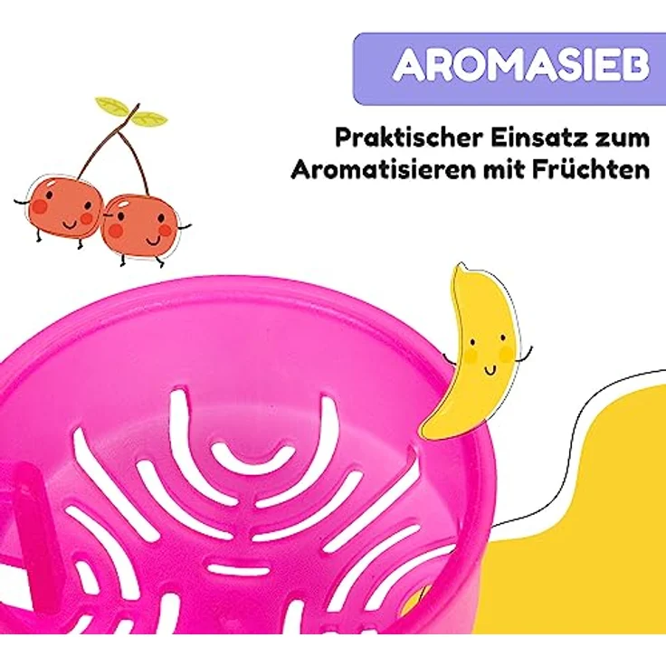schmatzfatz Kinder Trinkflasche 400ml, Sport für Schule Kindergarten, 1-Klick Verschluss, Geschmacksneutrale Wasserflasche, Auslaufsicher mit Fruchteinsatz, BPA-Frei – Bild 5