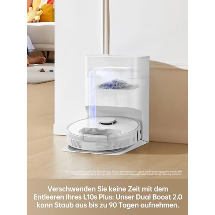 dreame L10s Plus Saugroboter mit automatischer Staubentleerung, nimmt Staub aus bis zu 90 Tagen auf, 7.000 Pa Saugkraft, DuoScrub™-Wischsystem, automatische Moppanhebung, Ultraschall-Teppicherkennung – Bild 2