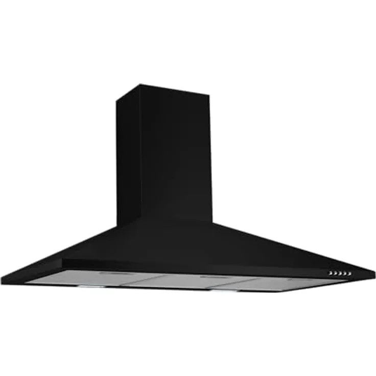 Respekta Dunstabzugshaube Karena/Kaminhaube 90 cm/Metallgehäuse schwarz matt/Abluft - und Umluftfunktion / CH22055-90 S / 53 – 68 dB