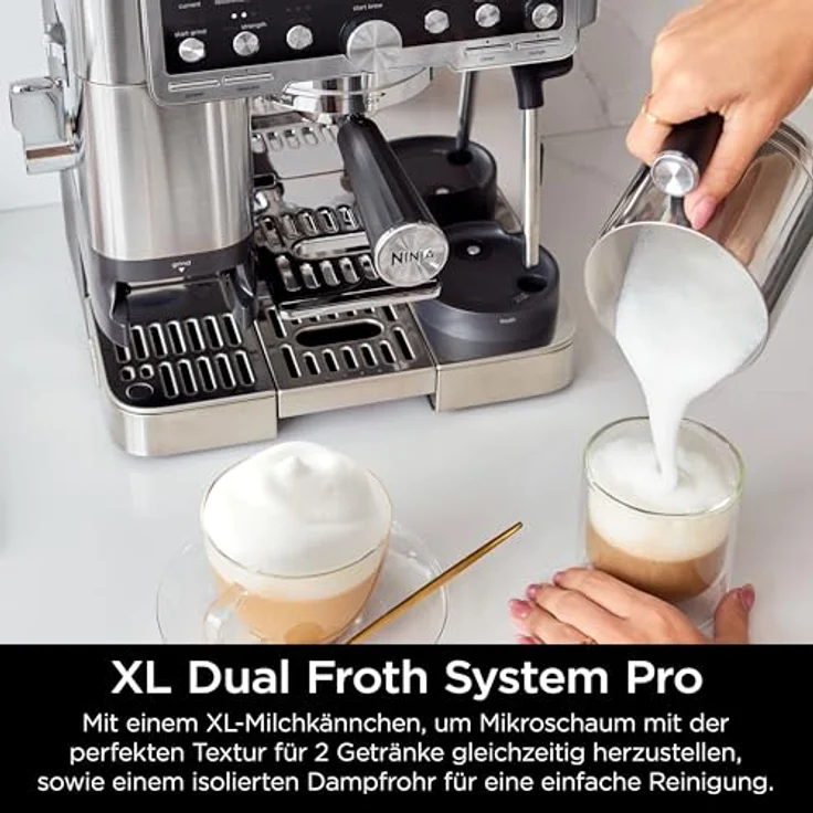 NINJA Luxe Cafe ES701EU, Siebträgermaschine mit integriertem Mahlwerk, 13 Espresso-Arten, 5 Schaumvoreinstellungen, automatischer Tamper und Reinigung – Bild 8