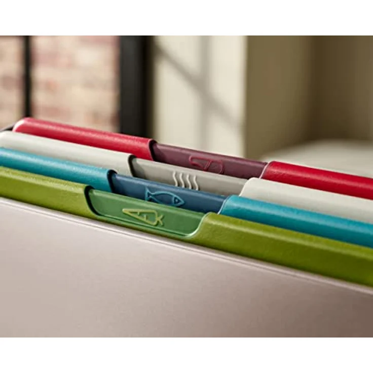 Joseph Joseph Folio Icon Schneidebrett-Set mit Aufbewahrungsbox, rutschfest, farblich gekennzeichnet, 4-teilig – Bild 2