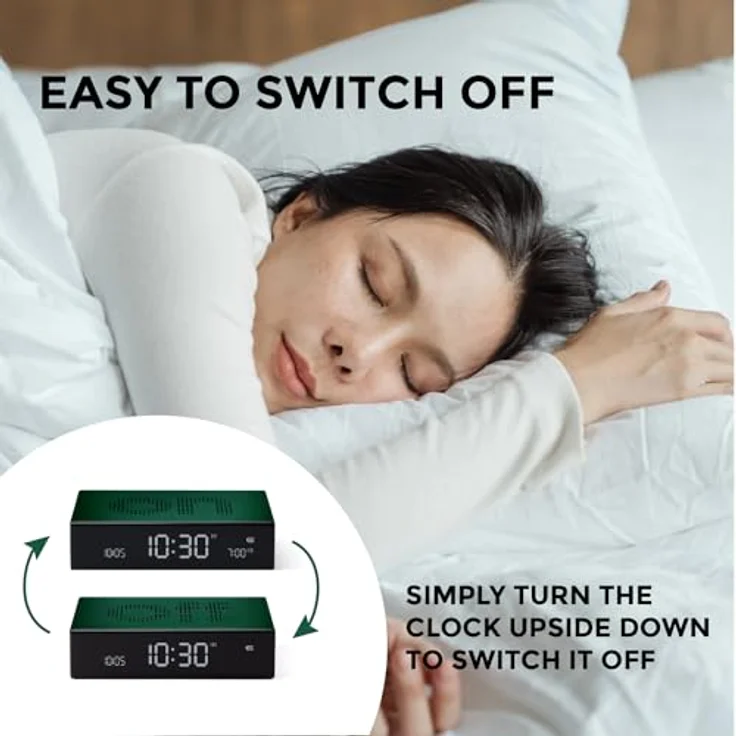 Lexon FLIP Premium LCD-Wecker, akustischer Sensor, sanfte Schlummerfunktion, USB-C Aufladung, hellblau – Bild 3