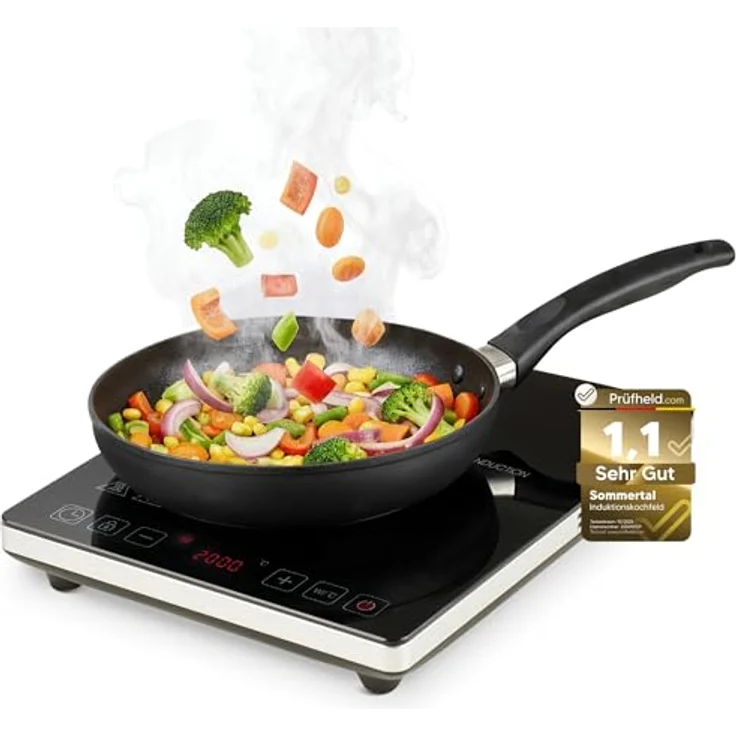 Sommertal Induktionskochfeld 1 Platte 2000W, super slim Design, Touch-Bedienung, Sicherheitsautomatik – Bild 2