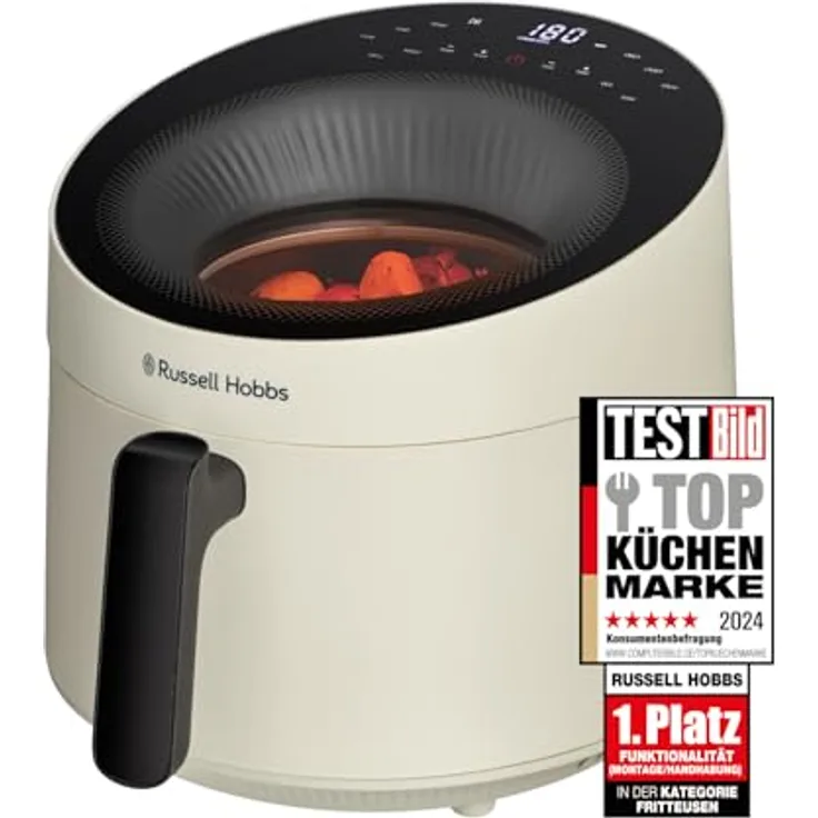 Russell Hobbs Heißluftfritteuse 5L SatisFry Panoramic 27421-56, AirFryer mit 10 Programmen und Sichtfenster, Creme