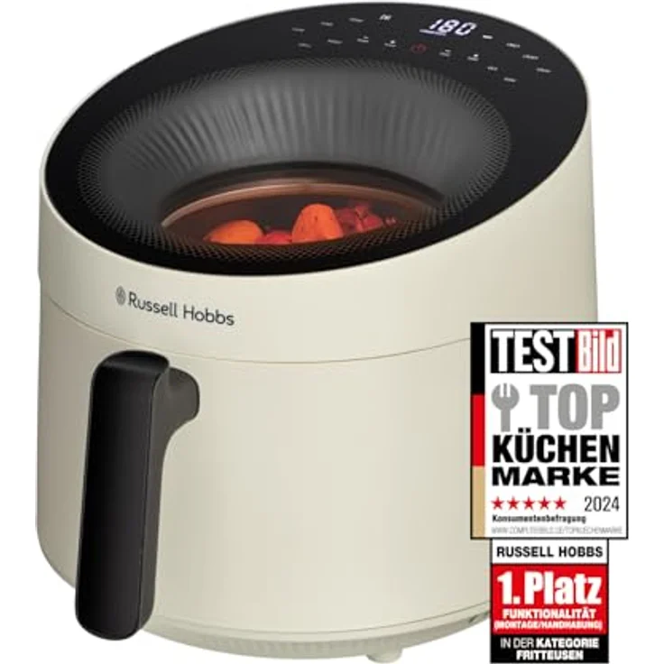 Russell Hobbs Heißluftfritteuse 5L SatisFry Panoramic 27421-56, AirFryer mit 10 Programmen und Sichtfenster, Creme – Bild 1