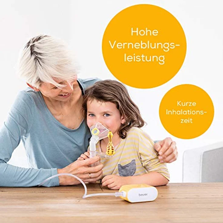 Beurer IH 58 Kids Inhalator mit Giraffen-Aufsteckfigur zur Verneblung von flüssigen Medikamenten, für eine effektive Inhalation bei Kindern, mit hoher Verneblungsleistung und kurzer Inhalationszeit – Bild 4