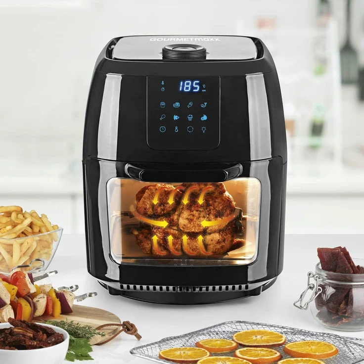 GOURMETmaxx 02095 Heißluftfritteuse Digital, Fritteuse, Ofen & Drehgrill in einem, ohne Öl, Schwarz, 9 L, 1800 Watt – Bild 4