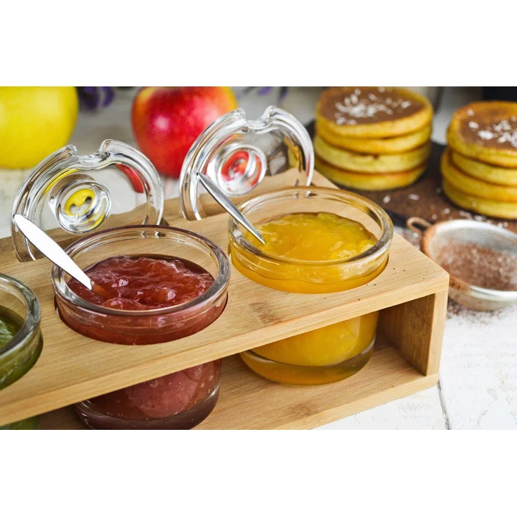 Sendez 3 Gewürzgläser mit Holzkiste und Löffeln Gewürzdosen Parmesandosen Marmeladendosen Set Honigdose Dose Zuckerdose Salzdose Vorratsdose – Bild 5