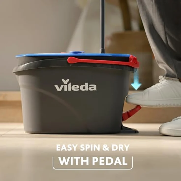 Vileda H2PRO Spin Mop Bodenwischer mit Zweitanksystem und Powerschleuder, 123 cm Teleskopstiel – Bild 3