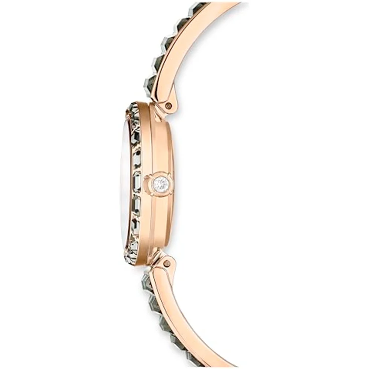 Swarovski Matrix Bangle Uhr, Schweizer Produktion, Kristallarmband, Grau, Roségoldfarbenes Finish – Bild 5