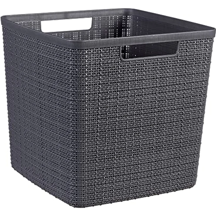 Keter Curver Jutekorb, quadratisch, aus 100 % recyceltem Kunststoff, dunkelgrau, L: 17 l – Bild 1