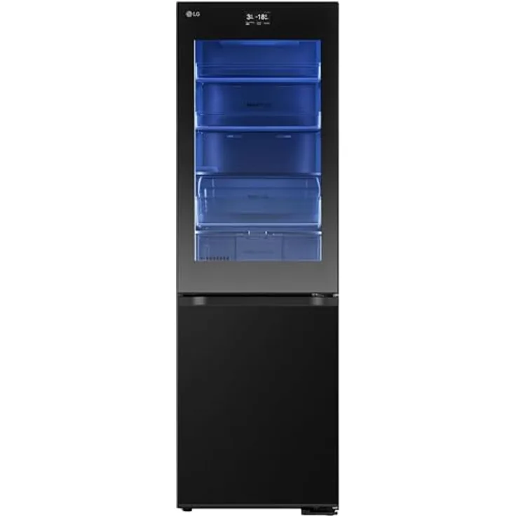 LG GBG7190CEV, Klasse C, 349 L, Kühl-Gefrierkombination mit Instaview und LED, Touch LCD Display, einstellbarem Farbwechsel, Total NoFrost, DoorCooling+, 59.5 x 67.6 x 186cm ꟷ Essence Black Steel