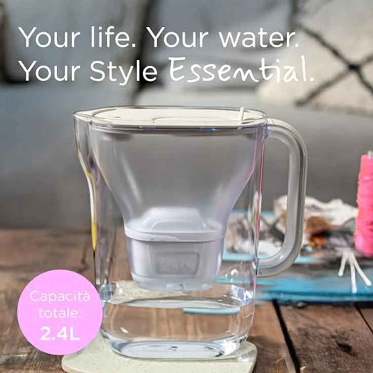 Brita Style Essential Wasserfilterkanne, inkl. 1x Maxtra Pro Extra Kalkschutz & 1x Maxtra Pro Pure Performance, Beige, 2,4l Gesamt- und 1,4l Filterwasserkapazität, spülmaschinengeeignet – Bild 2