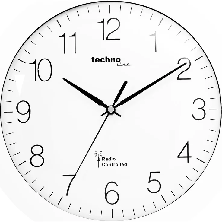 Technoline Funkwanduhr WT 8000 (mit vollautomatischer Einstellung), DCF-77 Funkuhr, Kunststoffrahmen, Ø 300 mm