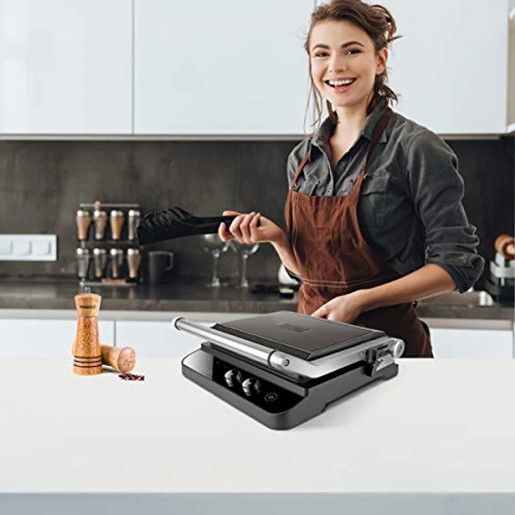 Black+Decker ES9680030B BXGR2000E Kontaktgrill, 2000, Anti-Fingerprint-Edelstahl, Schwarz – Bild 3