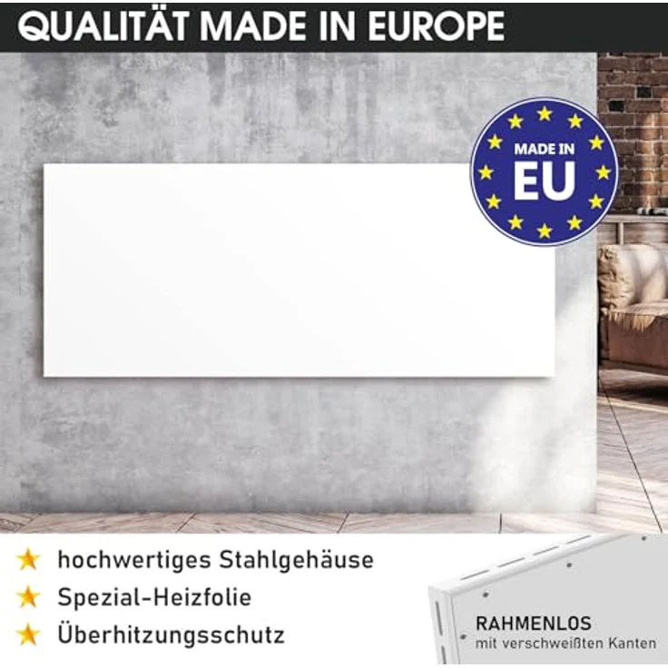 BRAST® Infrarotheizung Hybrid | 300-1100 Watt | Hoher Wirkungsgrad | Ultraflache Bauweise | Überhitzungsschutz | Inkl. Wandhalterung | Basicline ISP-HB 550 – Bild 4