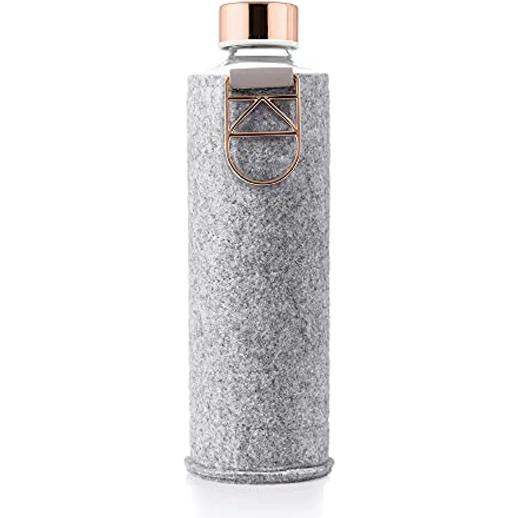 EQUA Glasflasche mit Filzhülle Mismatch Rose Gold 750 ml - Trinkflasche aus Glas mit Schutzhülle 0,75 l - Sportflasche mit Cover - Designer Trinkflasche für unterwegs – Bild 2