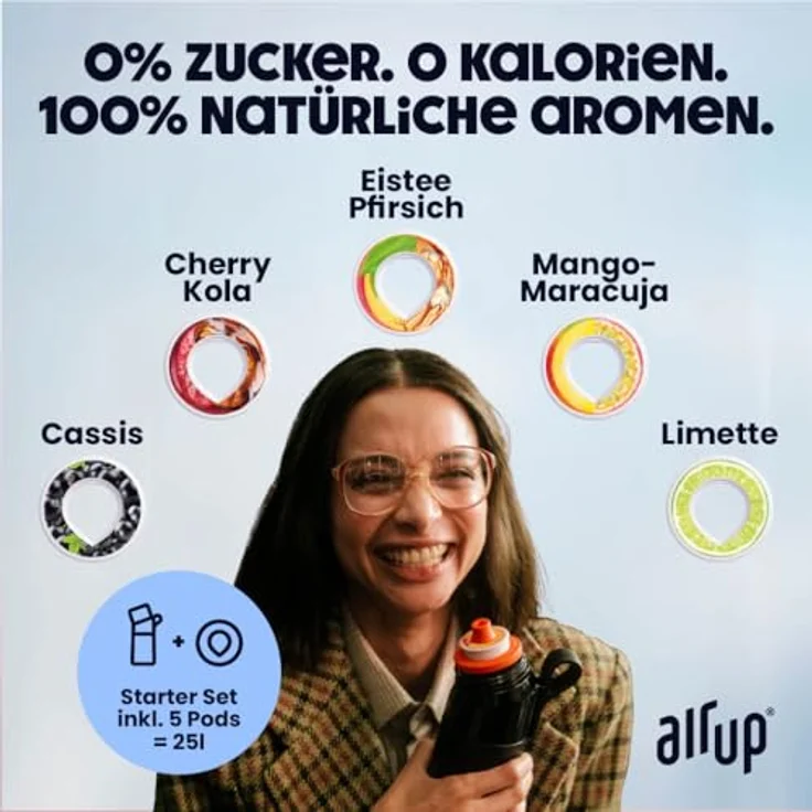 air up® Trinkflasche (600 ml) für Schule, Sport, Gym | inkl. 5 zuckerfreien Duft-Pods & Strohhalm | Blaue Wasserflasche mit Geschmack - Kinder, Jungen, Mädchen | Kohlensäure-geeignet – Bild 3
