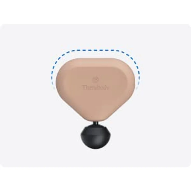 Theragun Mini 2.0 – Elektrische Handmassagepistole – Kompakte Tiefengewebebehandlung für unterwegs – Tragbares perkussives Massagegerät mit QuietForce Technology + 3 Schaumstoffaufsätze – Desert Rose – Bild 4