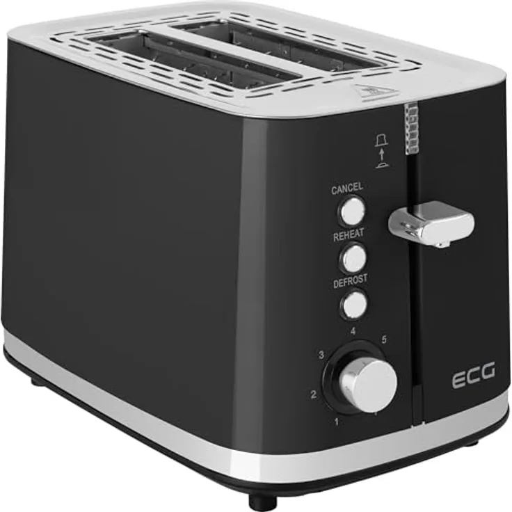 ECG ST 2766 Vintage Nero Toaster mit schwarzen Edelstahl und 7 Heizintensitätsstufen
