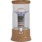 AcalaQuell® Mini Echtholz Eiche rund mit klarem Kristall Glas, Wasserfilter mit ReNaWa®-Technologie und schlanke Form