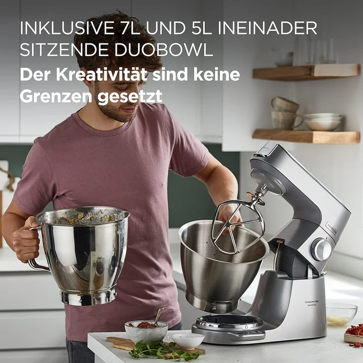 Kenwood KVL85.424SI Titanium Chef Baker XL Küchenmaschine, 1200W, 5,7L Schüssel, silber, Serie: Titanium Chef Baker XL
 – Bild 5