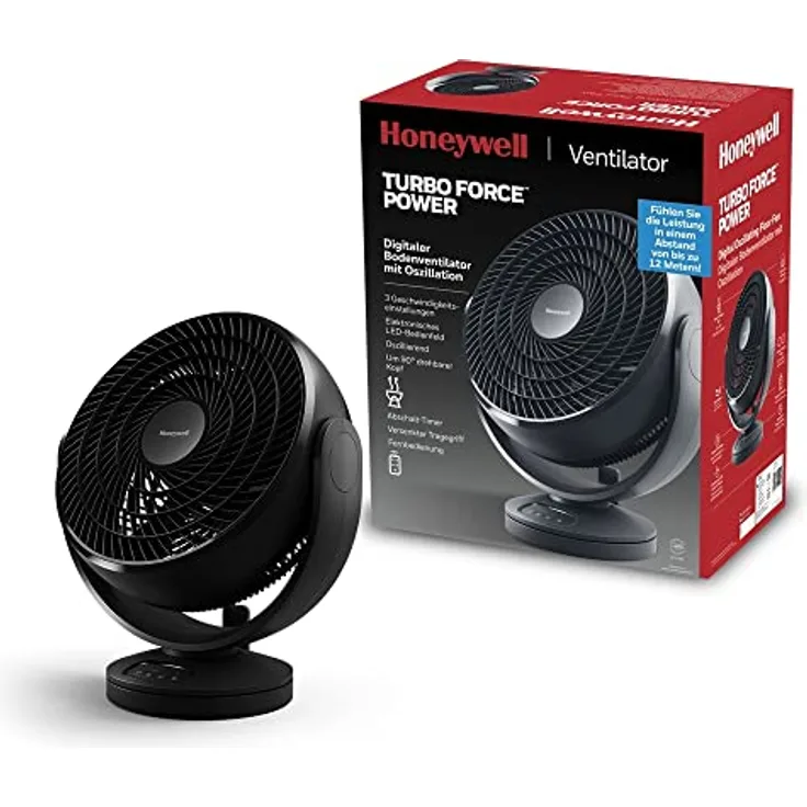 Honeywell TurboForce Digitaler ventilator mit Oszillation – HF715BE, HF715BE4, Schwarz