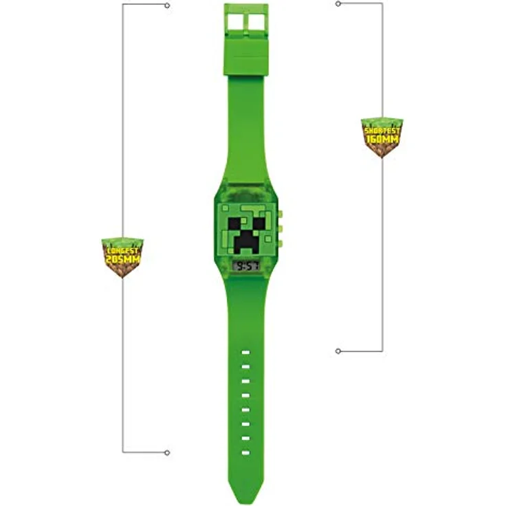 Minecraft Uhr MIN4014, digitale Armbanduhr mit Creeper Design und grünem Gummiband – Bild 5