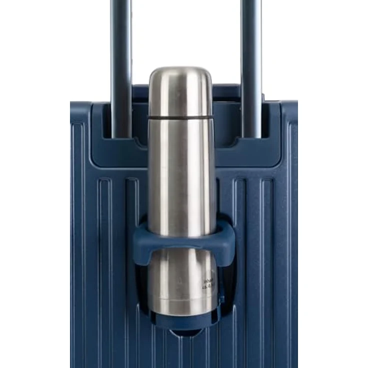 Travelhouse Hartschalen-Trolley Roma, 4 Rollen, mit USB und Getränkehalter Aluminium-Rahmen & Polycarbonat Hartschale, Handgepäckkoffer 55cm, blau – Bild 4