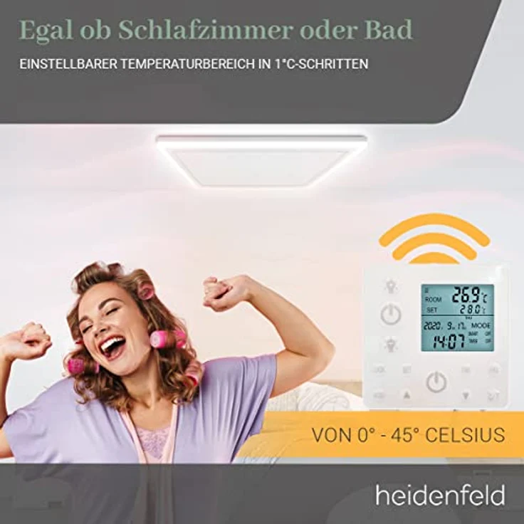 Heidenfeld Infrarot Deckenheizung mit Licht 390-800 Watt Infrarotheizung LED (640 Watt Warmweiß),  – Bild 6