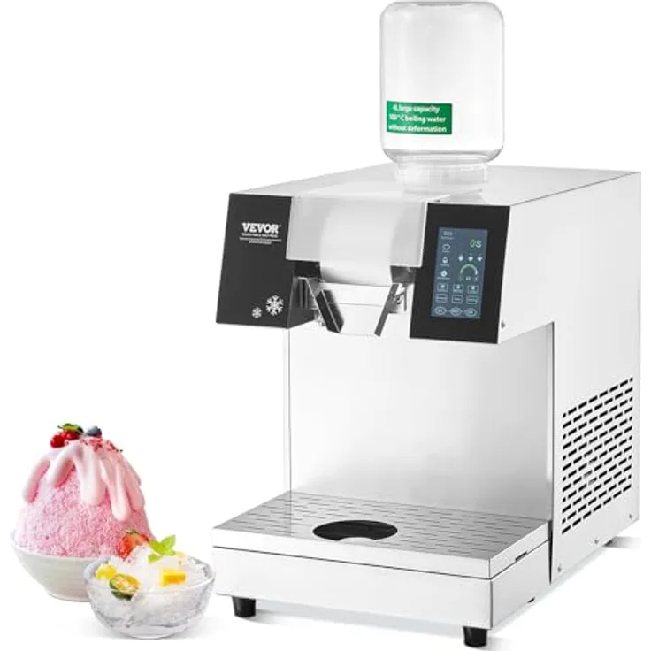 VEVOR Kommerzielle Schneeflocken-Eismaschine, 230 kg / 24 h, Edelstahl-Eisrasierer, elektrischer Schneekegel-Maker mit Luftkühlsystem & Touch-LCD