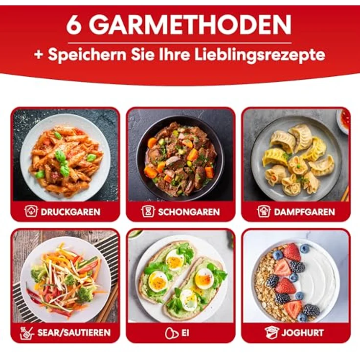Instant Pot 7-in-1 Multikocher 5,7L – Schnellkochtopf, Schongarer, Dampfgarer, Joghurtbereiter, Edelstahl, Farbe Schwarz – Bild 2
