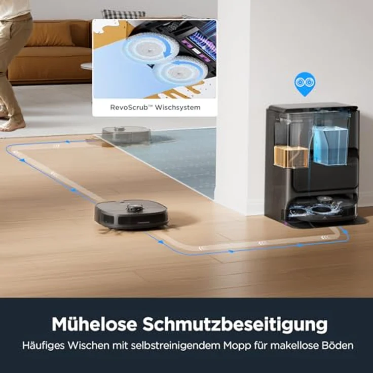 EUREKA J12 Ultra Roboter-Waschroboter mit automatischer Entleerungsstation, 5000 Pa, drehbarer Wischmop – Bild 3
