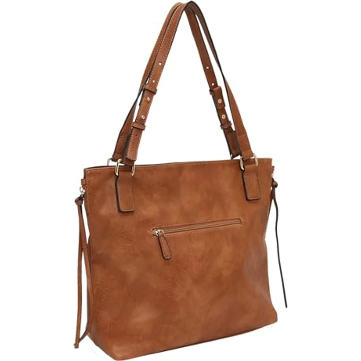 L.Credi Jana Schultertasche, 40 cm, Textil, mit Reißverschluss-Innentaschen, schwarz – Bild 4