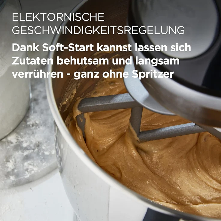 Kenwood kMix KMX750BK Küchenmaschine, 5 l Edelstahl Schüssel, Safe-Use-Sicherheitssystem, Metallgehäuse, 1000 Watt, inkl. 3-Teiligem Patisserie-Set und Spritzschutz, schwarz,Serie: kMix – Bild 3