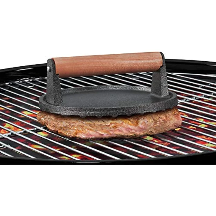 Küchenprofi BBQ Grillpresse | 18 x 7,5cm | 1kg | Gusseisen Presse | Griff aus Palisanderholz | Fleischbeschwerer z.B. für Steak, Bacon, Schnitzel | Bacon Presse – Bild 2