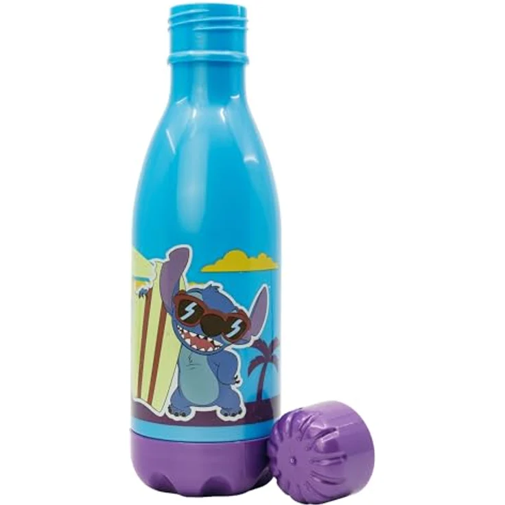 Storline Trinkflasche Lilo & Stitch, 560 ml Kinderflasche mit Trinkhalm und Druckverschluss, wiederverwendbar aus robustem Kunststoff – Bild 3