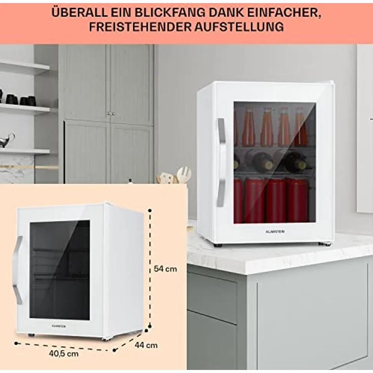 Klarstein Getränkekühlschrank HEA-BeersafeM-quartz 10039425, Bierkühlschrank mit Glastür, leise und energieeffizient, 33 Liter, Quartz – Bild 7