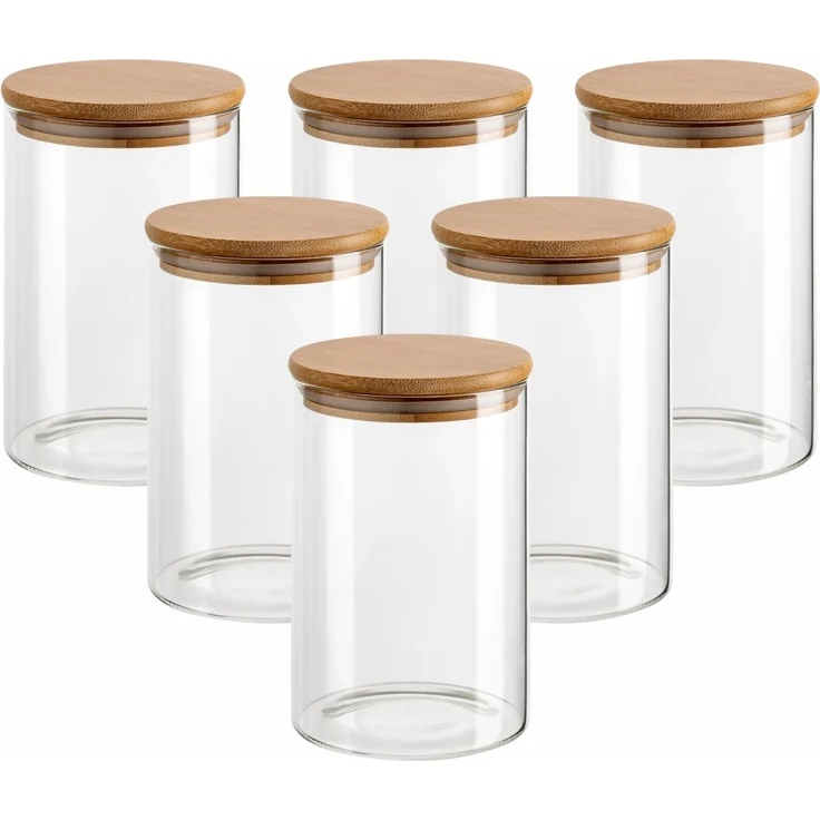 gouveo 6er Set Vorratsdose 500 ml rund aus Borosilikatglas mit Deckel - Robustes Vorratsglas, in verschiedenen Größen erhältlich – Bild 1